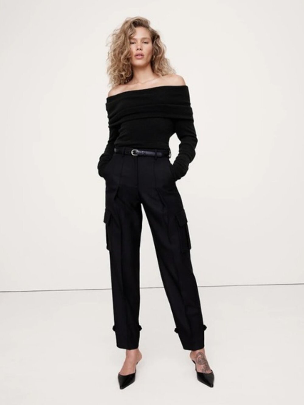 Banana Republic Off Shoulder Foldover Cashmere Sweater